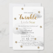 Twinkle Little Star Grey Virtual Baby shower Kaart (Voorkant)