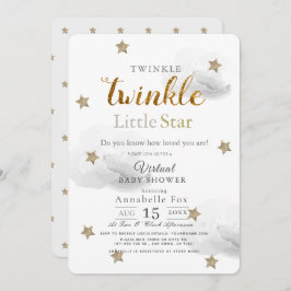 Twinkle Little Star Grey Virtual Baby shower Kaart