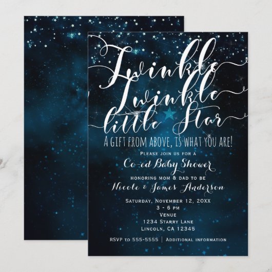 Twinkle Little Star Hemel Ster Baby Shower Kaart (Voorkant / Achterkant)