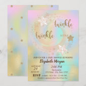 Twinkle Little Star Holographic Baby shower Kaart (Voorkant / Achterkant)