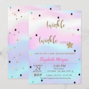 Twinkle Little Star Holographic Baby shower Kaart