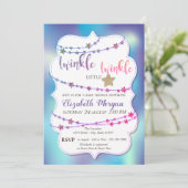 Twinkle Little Star Holographic Baby shower Kaart (Staand voorkant)