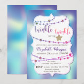 Twinkle Little Star Holographic Baby shower Kaart (Voorkant / Achterkant)