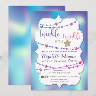 Twinkle Little Star Holographic Baby shower Kaart