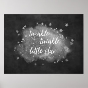 Twinkle Little Star Houtskoolgrijs en Zilver Poster