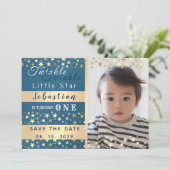 Twinkle Little Star Jongen 1e Verjaardag Save The Date (Staand voorkant)