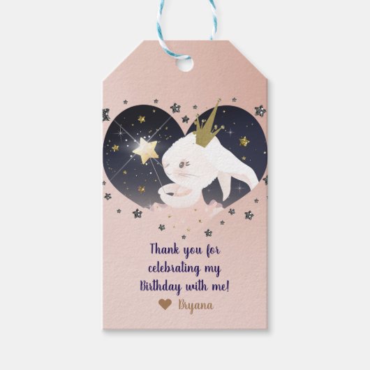 Twinkle Little Star Konijn Perzik Baby Shower Cadeaulabel (Voorkant)