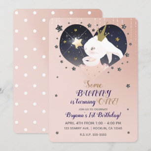 Twinkle Little Star Konijn Perzik Verjaardag Kaart