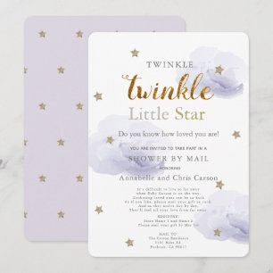 Twinkle Little Star Lavendel Baby Shower per Post Kaart