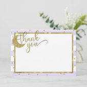 twinkle little star lavendel & goud bedankkaart kaart (Staand voorkant)