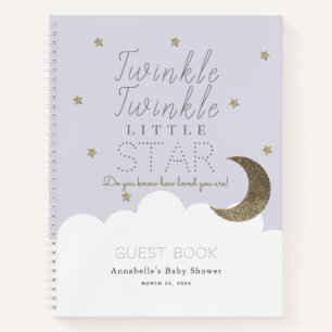 Twinkle Little Star Lavender Baby shower Guestbook Notitieboek