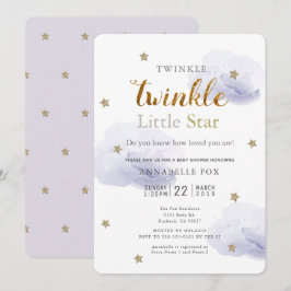 Twinkle Little Star Lavender Baby shower Kaart