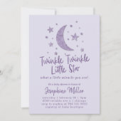 Twinkle Little Star Lavender Baby shower Kaart (Voorkant)