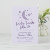 Twinkle Little Star Lavender Baby shower Kaart (Staand voorkant)