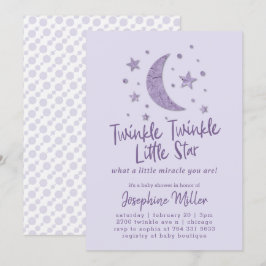 Twinkle Little Star Lavender Baby shower Kaart