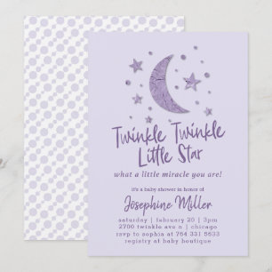 Twinkle Little Star Lavender Baby shower Kaart