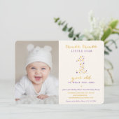 Twinkle Little Star Lavender & Gold First Birthday Kaart (Staand voorkant)