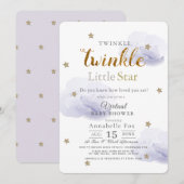 Twinkle Little Star Lavender Virtual Baby shower Kaart (Voorkant / Achterkant)