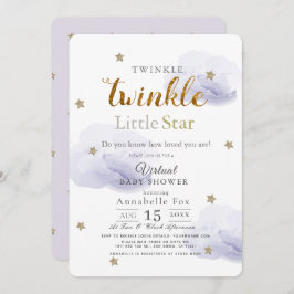 Twinkle Little Star Lavender Virtual Baby shower Kaart