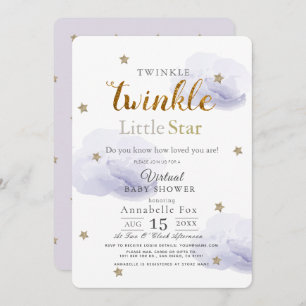 Twinkle Little Star Lavender Virtual Baby shower Kaart