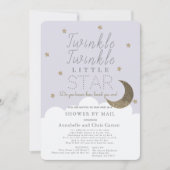 Twinkle Little Star Lila Baby shower per post Kaart (Voorkant)