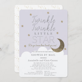 Twinkle Little Star Lila Baby shower per post Kaart
