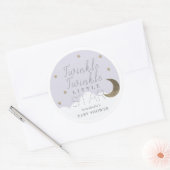 Twinkle Little Star Lila Baby shower Ronde Sticker (Envelop)