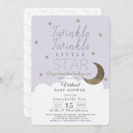 Twinkle Little Star Lila Virtual Baby shower Kaart