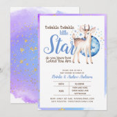 Twinkle Little Star Little Deer Blue Gold Modern Kaart (Voorkant / Achterkant)