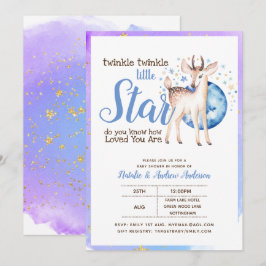 Twinkle Little Star Little Deer Blue Gold Modern Kaart