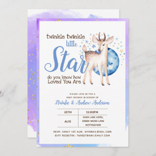 Twinkle Little Star Little Deer Blue Gold Modern Kaart