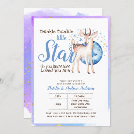 Twinkle Little Star Little Deer Blue Gold Modern Kaart
