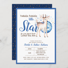 Twinkle Little Star Little Deer Blue Gold Modern Kaart