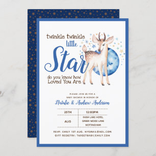 Twinkle Little Star Little Deer Blue Gold Modern Kaart