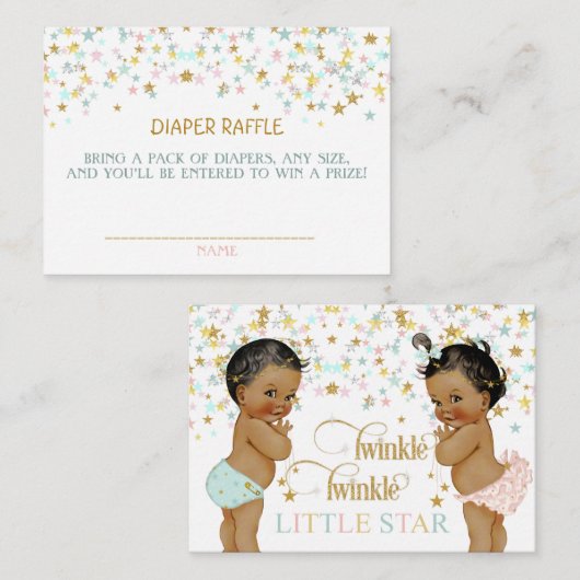 Twinkle Little Star Luier Raffle Afro-Amerikaans Informatiekaartje (Voorkant / Achterkant)