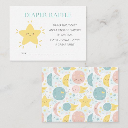 Twinkle Little Star Luier Raffle Baby shower Informatiekaartje (Voorkant / Achterkant)