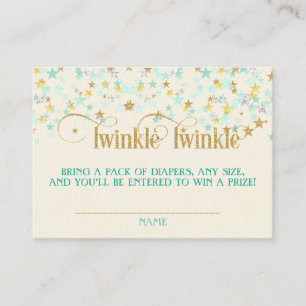 Twinkle Little Star Luier Raffle Mint Goud Crème Informatiekaartje
