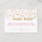 Twinkle Little Star Luier Raffle Roze Goud Creme Informatiekaartje (Voorkant)