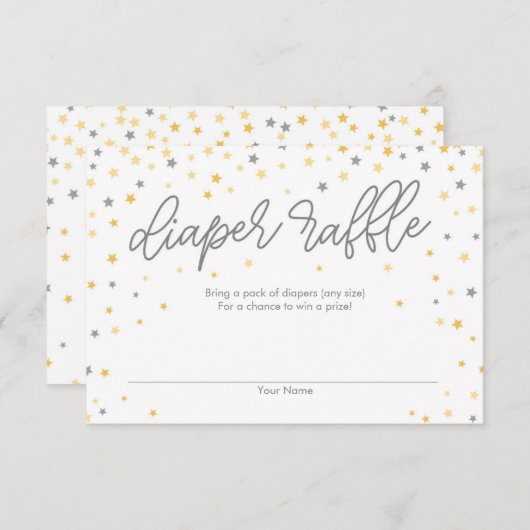 Twinkle Little Star Luiers Raffel Ticket Grijs Informatiekaartje (Voorkant / Achterkant)