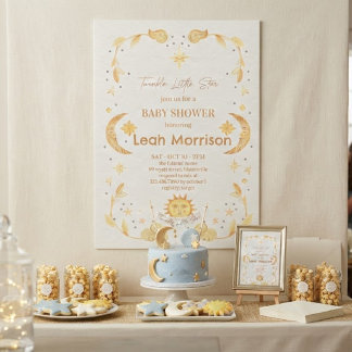 Twinkle Little Star Maan & Sterren Baby Shower Kaart