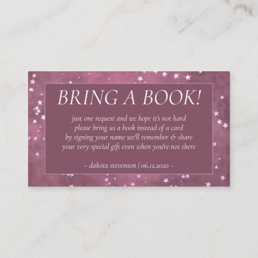 Twinkle Little Star | Mauve Pink Grey Breng een bo Informatiekaartje (Achterkant)