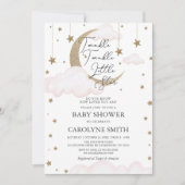 Twinkle Little Star Meisje Baby shower Uitnodiging (Voorkant)