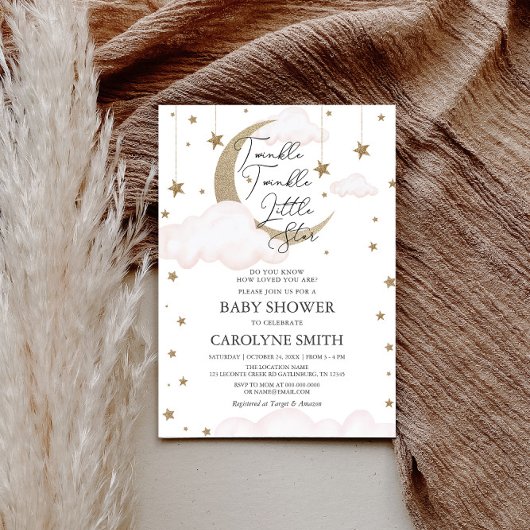 Twinkle Little Star Meisje Baby shower Uitnodiging
