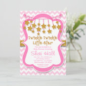 Twinkle Little Star Meisje Baby shower Uitnodiging (Staand voorkant)