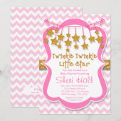 Twinkle Little Star Meisje Baby shower Uitnodiging (Voorkant / Achterkant)