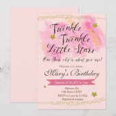 Twinkle Little Star Meisje Verjaardagsuitnodiging Kaart (Voorkant / Achterkant)