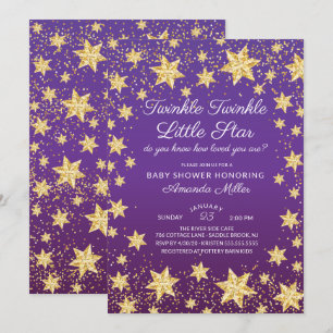 Twinkle Little Star Meisjes Baby shower Uitnodigin Kaart