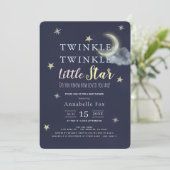 Twinkle Little Star Midnight Blue Baby shower Kaart (Staand voorkant)