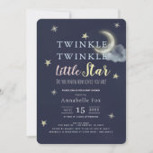 Twinkle Little Star Midnight Blue Baby shower Kaart (Voorkant)