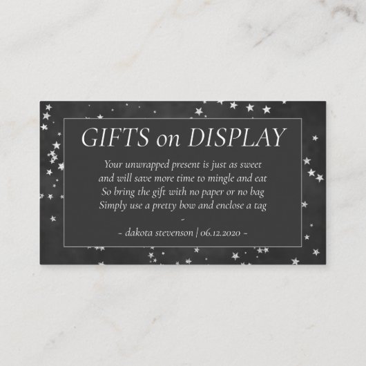 Twinkle Little Star | Monochrome grijze cadeau Informatiekaartje (Achterkant)